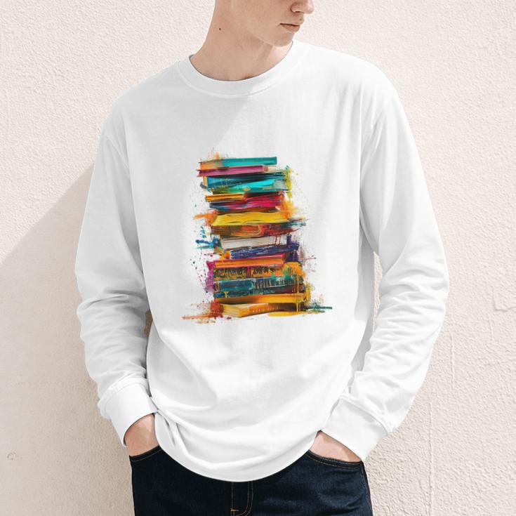Books Painting Colorful Art Abstract Graphic Books Youth Long Sleeve Tee
