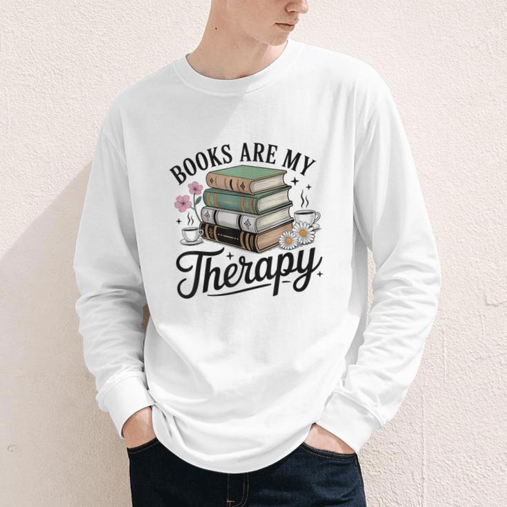 Books Are My Therapy Bookworm Reading Youth Long Sleeve Tee Books Are My Therapy Bookworm Reading Youth Long Sleeve Tee