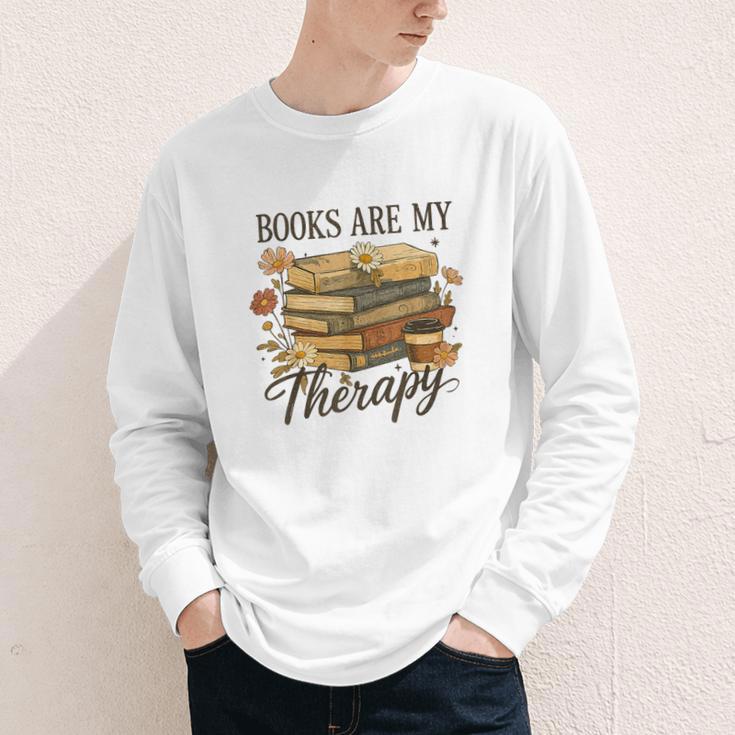 Books Are My Therapy Vintage Book Lover Daisy Art Youth Long Sleeve Tee Books Are My Therapy Vintage Book Lover Daisy Art Youth Long Sleeve Tee