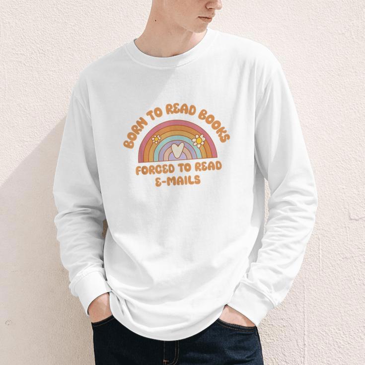 Born To Read Books Forced To Emails Vintage Retro Rainbow Youth Long Sleeve Tee Born To Read Books Forced To Emails Vintage Retro Rainbow Youth Long Sleeve Tee