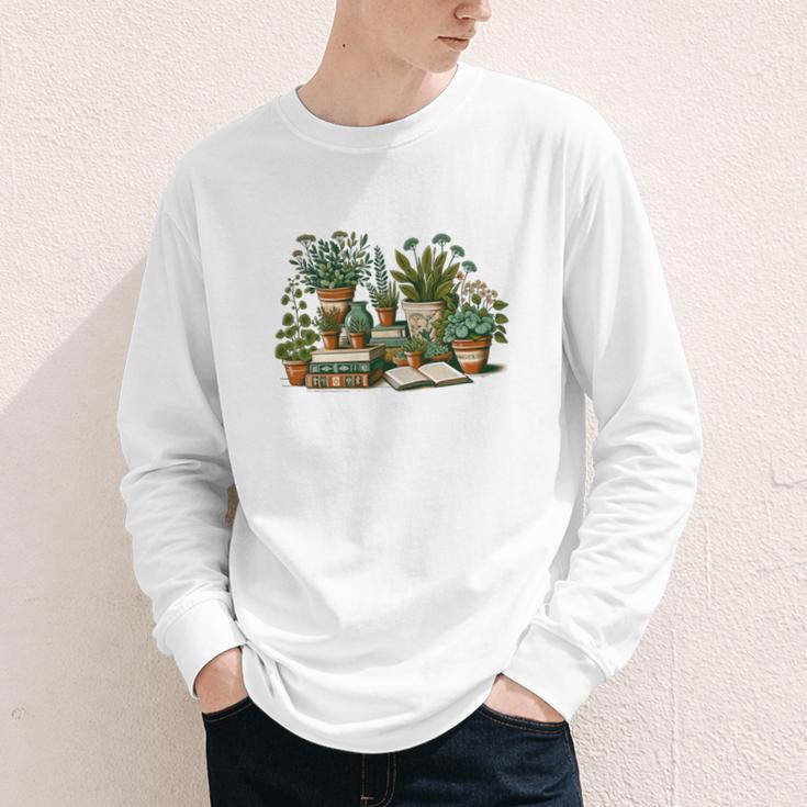 Botanical Garden Plants With Books Youth Long Sleeve Tee