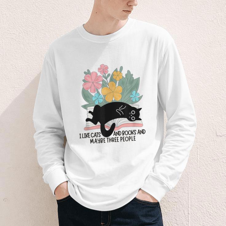 Cat Meme I Like Cats And Books And Maybe Three People Youth Long Sleeve Tee Cat Meme I Like Cats And Books And Maybe Three People Youth Long Sleeve Tee
