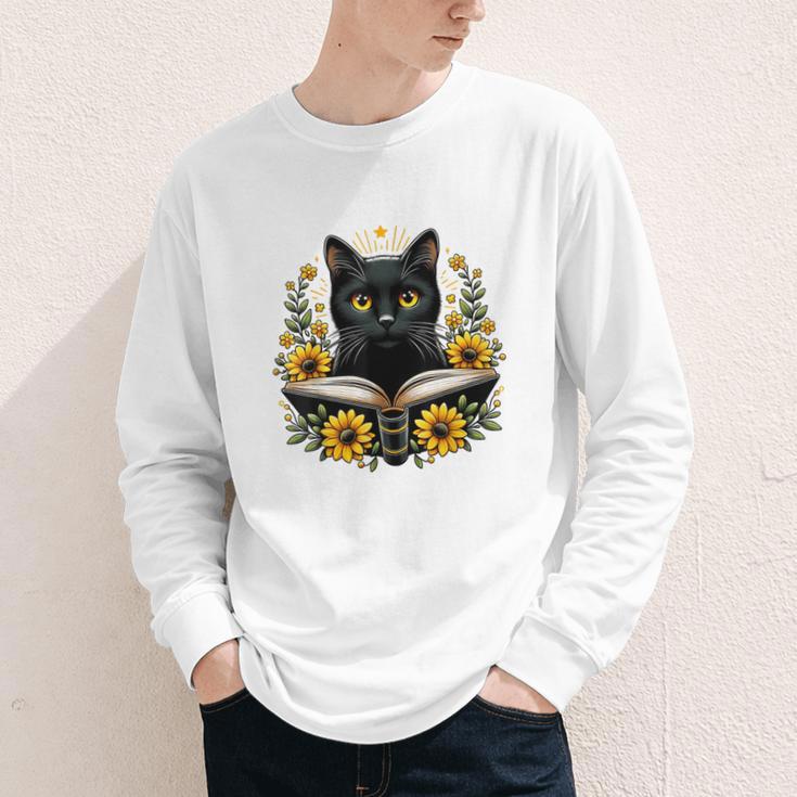 Cat For Women Book Lover Cute Cat And Book Youth Long Sleeve Tee