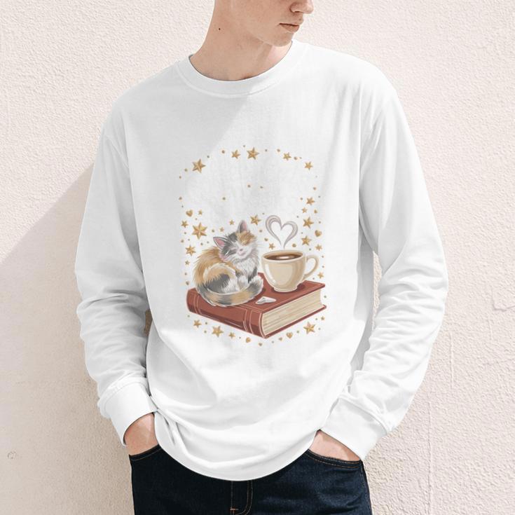 Coffee Cats & Books Cute Cat Book Lover Reading Youth Long Sleeve Tee Coffee Cats & Books Cute Cat Book Lover Reading Youth Long Sleeve Tee