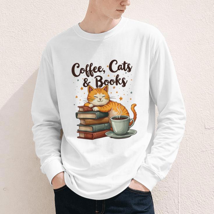 Coffee Cats And Books Lover For Women & Girls Coffee Youth Long Sleeve Tee