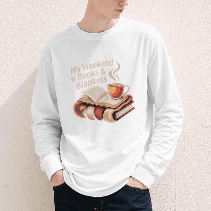 Cozy My Weekend Is Books Blankets Reading Tea Lover Premium Youth Long Sleeve Tee