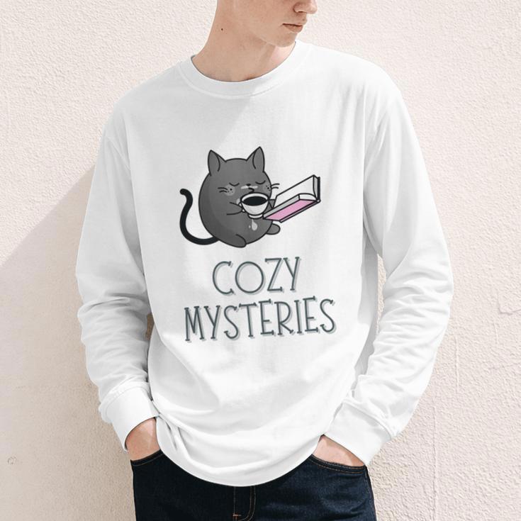 Cozy Mysteries Coffee And Novel For Book Lovers Youth Long Sleeve Tee Cozy Mysteries Coffee And Novel For Book Lovers Youth Long Sleeve Tee