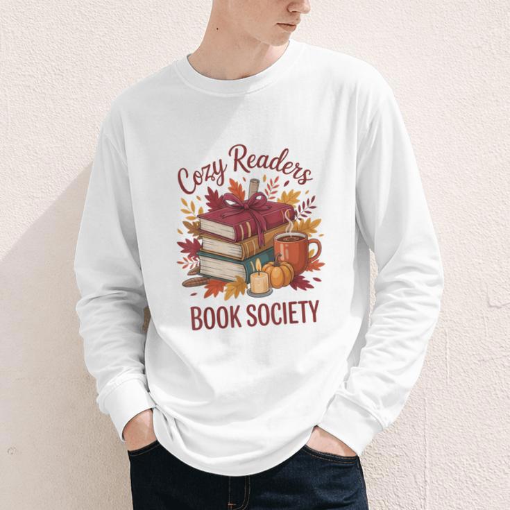 Cozy Readers Book Society Fall Autumn Floral Pumpkin Season Youth Long Sleeve Tee