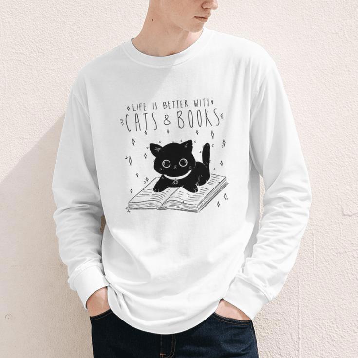 Cute Cats And Books Aesthetic Feline Reader Graphic Premium Tri-Blend Youth Long Sleeve Tee Cute Cats And Books Aesthetic Feline Reader Graphic Premium Tri-Blend Youth Long Sleeve Tee