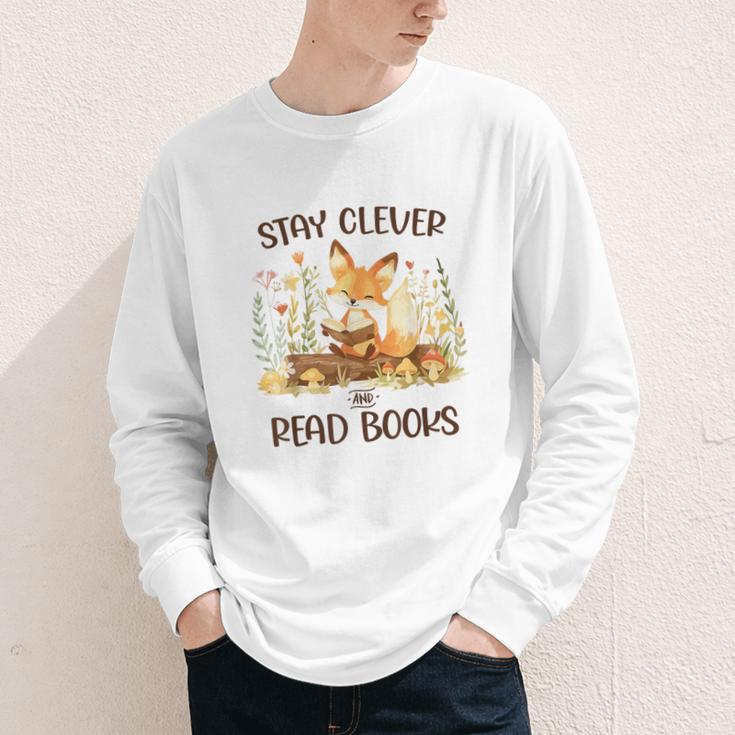 Cute Fox Stay Clever Read Books For Librarian Or Bookworm Youth Long Sleeve Tee
