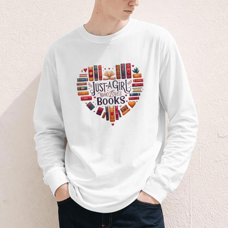 Cute Just A Girl Who Loves Books Heart Shape Reader Youth Long Sleeve Tee Cute Just A Girl Who Loves Books Heart Shape Reader Youth Long Sleeve Tee