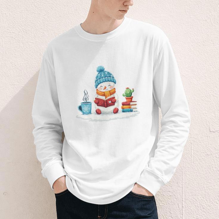 Cute Winter Cozy Snowman Reading Book Lovers Xmas Snowman Youth Long Sleeve Tee Cute Winter Cozy Snowman Reading Book Lovers Xmas Snowman Youth Long Sleeve Tee