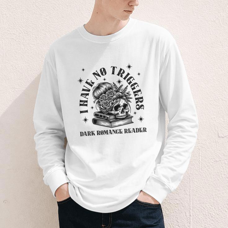 Dark Romance Merch Spicy Book Lover No Triggers Warning Youth Long Sleeve Tee