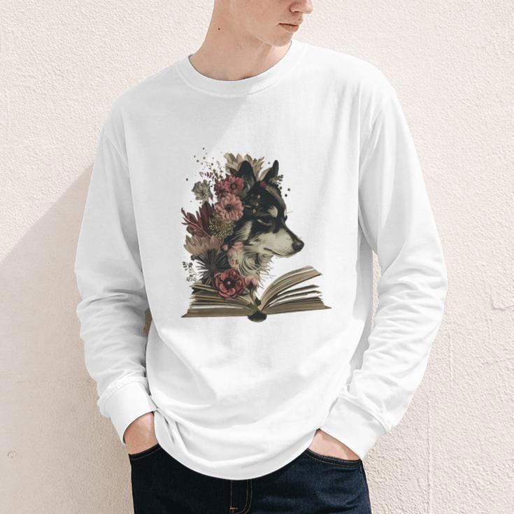 Dog Book Flower Youth Long Sleeve Tee