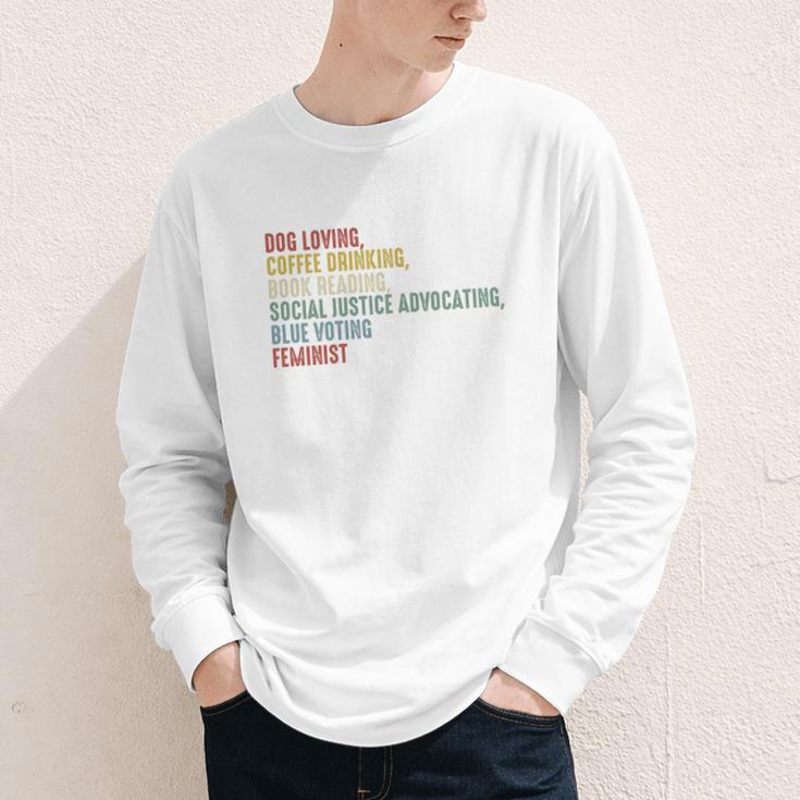 Dog Loving Coffee Drinking Book Reading Social Justice Youth Long Sleeve Tee