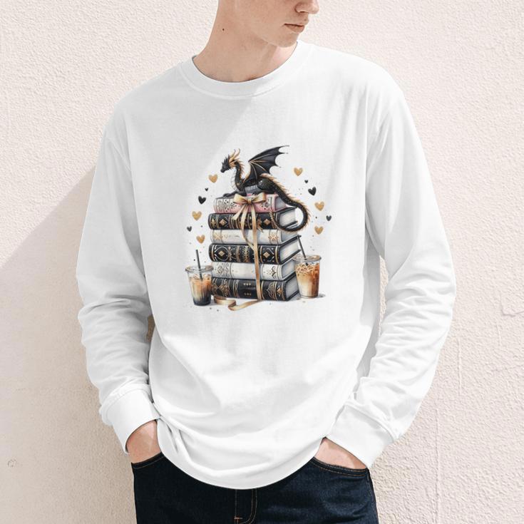 Dragon Hoard Of Books Reading Lover Cute Art Youth Long Sleeve Tee Dragon Hoard Of Books Reading Lover Cute Art Youth Long Sleeve Tee