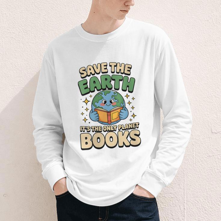 Earth Day Save Earth It´s Only Planet With Books Reader Youth Long Sleeve Tee Earth Day Save Earth It´s Only Planet With Books Reader Youth Long Sleeve Tee
