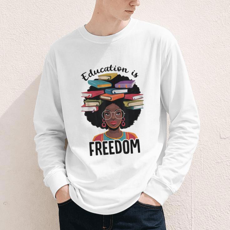 Education Is Freedom Teacher History Month Books Lover Youth Long Sleeve Tee