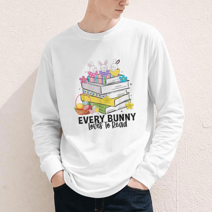 Every Bunny Loves To Read Easter Cute Reading Books Lover Youth Long Sleeve Tee