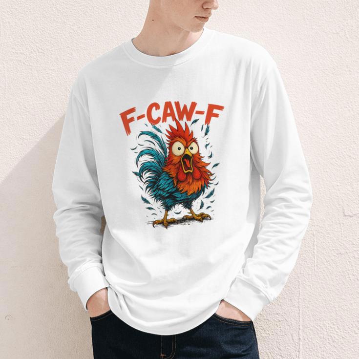F-Caw-F Rooster F Awk F Chicken Coffee Romance Books Lover Youth Long Sleeve Tee