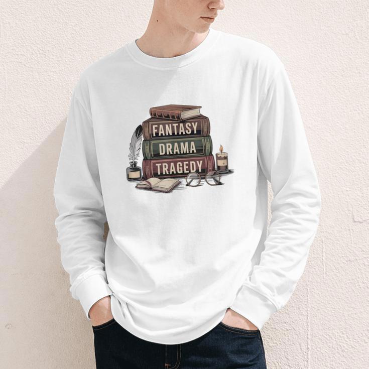 Fantasy Drama Tragedy Gothic Book Lover Bookworm Youth Long Sleeve Tee