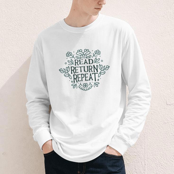Floral “Read Return Repeat” Book Lovers Readers Librarians Youth Long Sleeve Tee