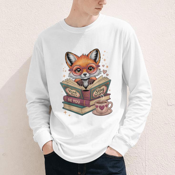 Fox Read Books Be Kind Stay Weird Reader Cute Nerd Bookworm Youth Long Sleeve Tee Fox Read Books Be Kind Stay Weird Reader Cute Nerd Bookworm Youth Long Sleeve Tee