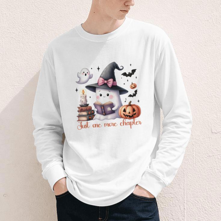 Ghost Reading Book Coquette Bow Halloween Girl Toddler Kid Premium Youth Long Sleeve Tee