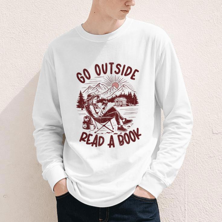 Go Outside Read a Book Vintage Bibliophiles Youth Long Sleeve Tee
