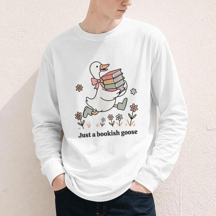 Goose With Books Cute Bookworm Reader Youth Long Sleeve Tee