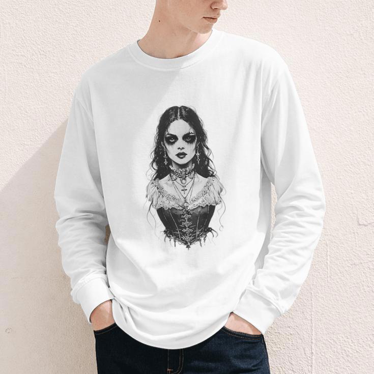 Gothic Goth Girl Woman Movie Book Art Youth Long Sleeve Tee Gothic Goth Girl Woman Movie Book Art Youth Long Sleeve Tee