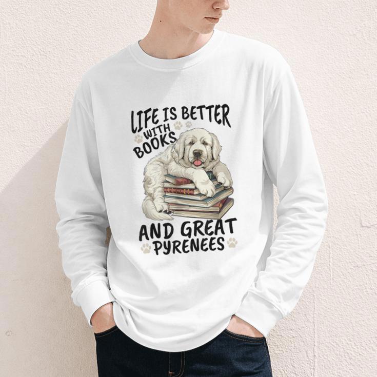 Great Pyrenees Dog Breed Life Is Better With Books And Great Youth Long Sleeve Tee
