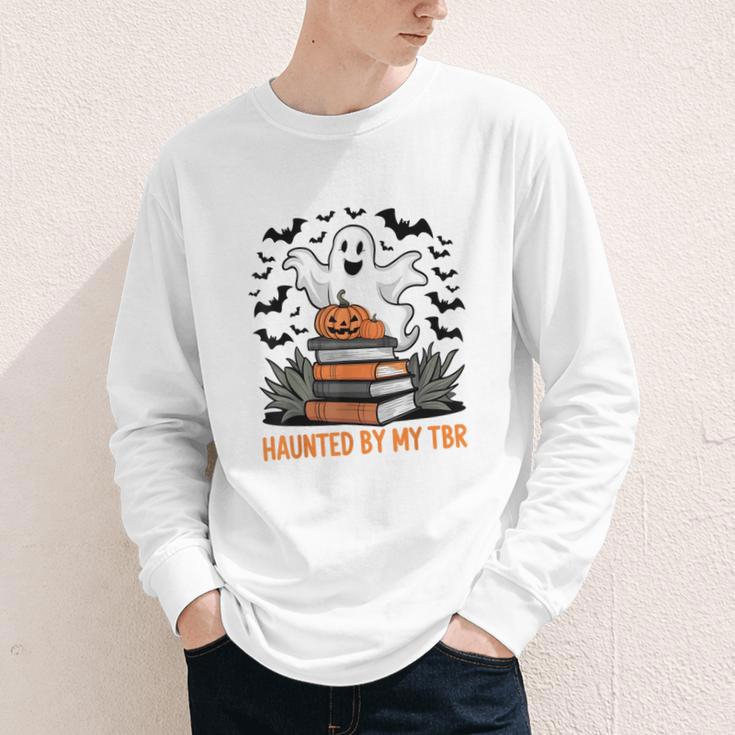 Haunted By My TBR Boo Halloween Book Lover Librarian Youth Long Sleeve Tee