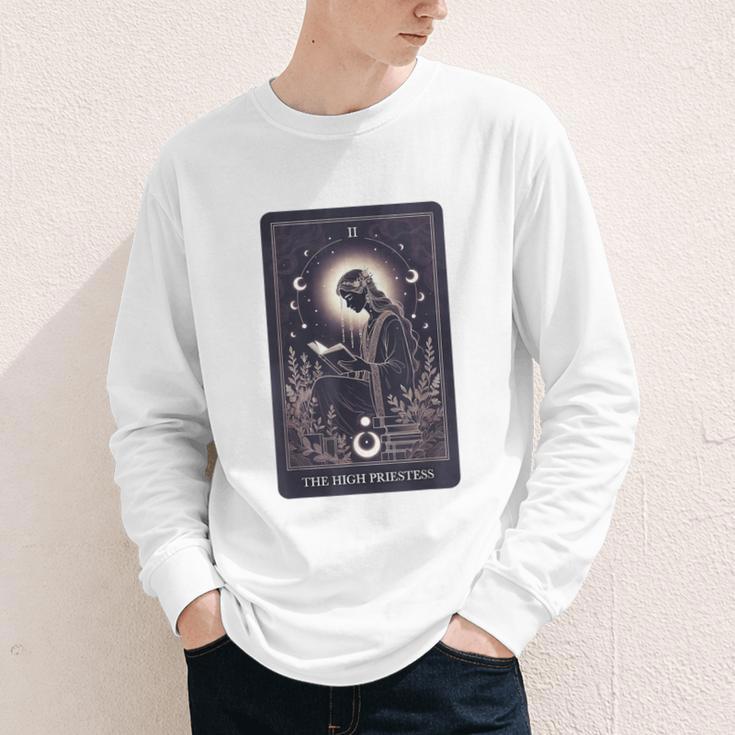 High Priestess Tarot Art Celestial Mystic Book Lover Youth Long Sleeve Tee