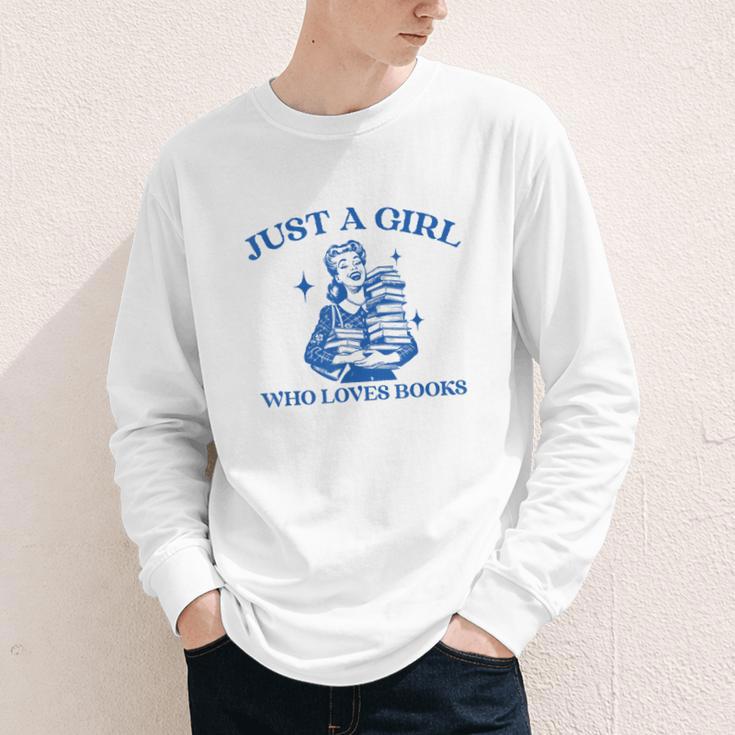 Just a Girl Who Loves Books Book Lover Bookish Youth Long Sleeve Tee