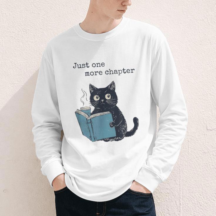 Just One More Chapter Bookworm Cat Book Lover Youth Long Sleeve Tee