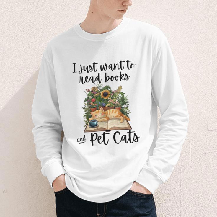 I Just Want To Read Books And Pet Cats Cat Lover Youth Long Sleeve Tee I Just Want To Read Books And Pet Cats Cat Lover Youth Long Sleeve Tee