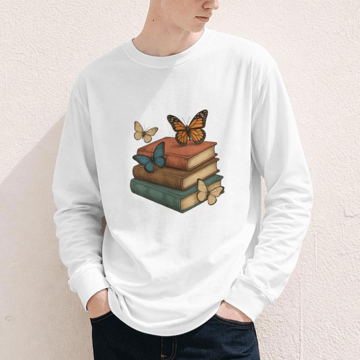Life Is Better With Butterflies And Books Cute Butterfly Youth Long Sleeve Tee