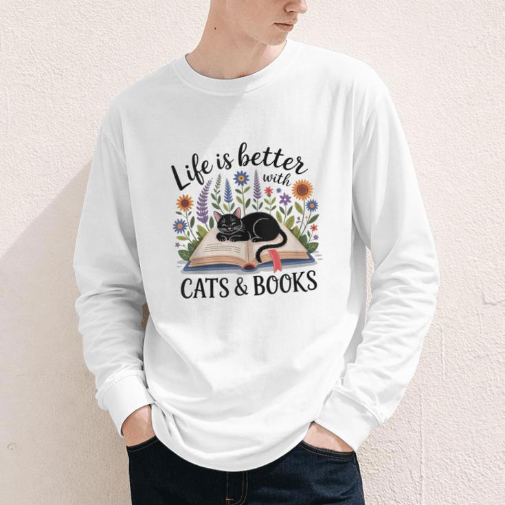 Life Is Better With Cats And Books Youth Long Sleeve Tee Life Is Better With Cats And Books Youth Long Sleeve Tee