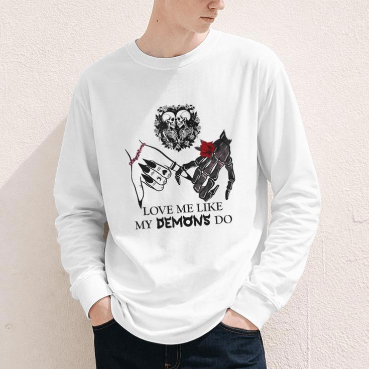 Love Me Like My Demons Do Dark Romance Merch Smutty Book Youth Long Sleeve Tee