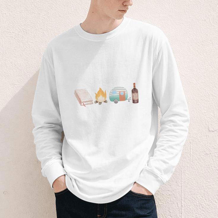 The Perfect Weekend Camping Essentials Wine Books Campfire Youth Long Sleeve Tee The Perfect Weekend Camping Essentials Wine Books Campfire Youth Long Sleeve Tee