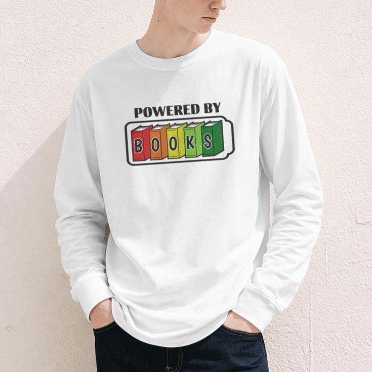 Powered By Books Bookworm Librarian Reading Youth Long Sleeve Tee