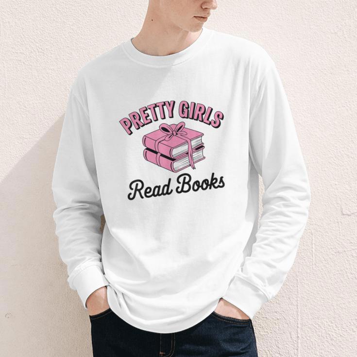 Pretty Girls Read Books Bookworm Book Lover Teacher Youth Long Sleeve Tee