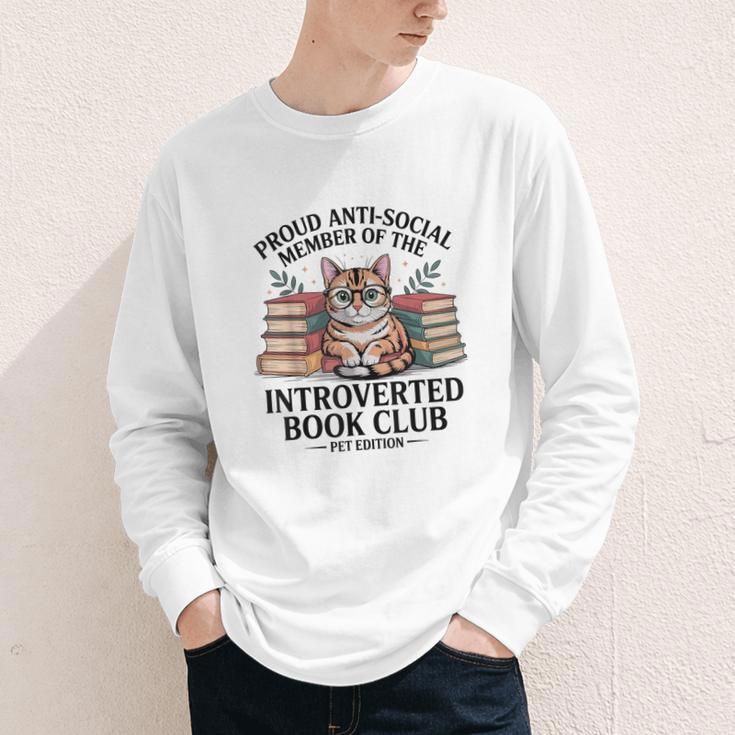 Proud Introverted Book Club Anti Social Reader Pet Cat Youth Long Sleeve Tee