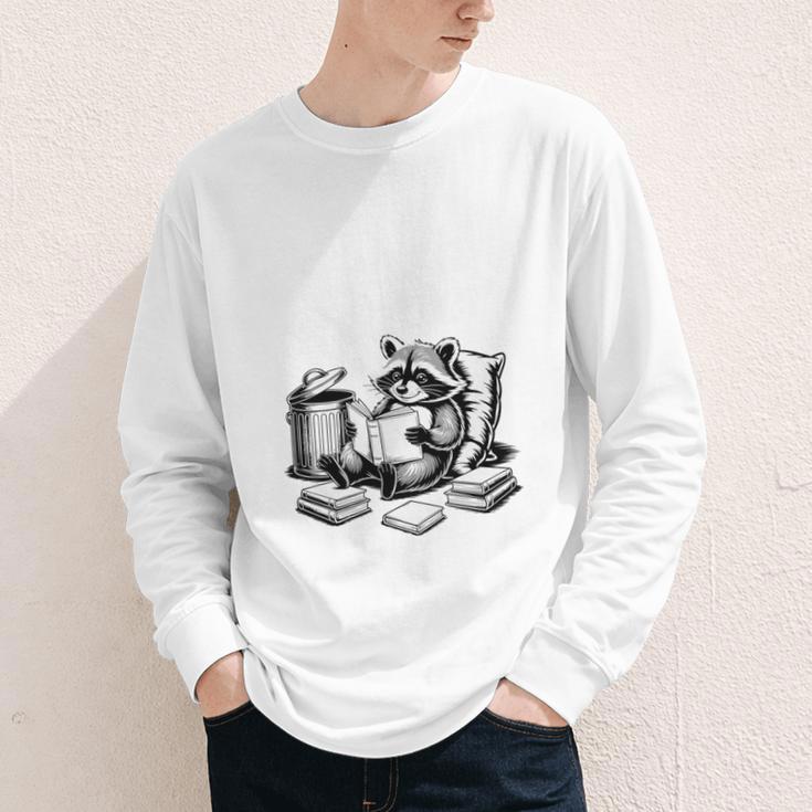 Raccoon Reading A Book Vintage Trash Reader Youth Long Sleeve Tee
