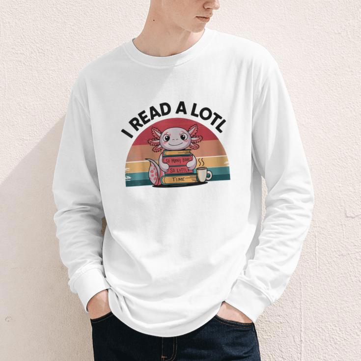 I Read Alotl Axolotl Retro Reading Books Lover Vintage Youth Long Sleeve Tee