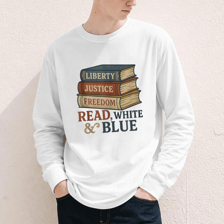 Read Blue Liberty Books July 4th Independence Youth Long Sleeve Tee