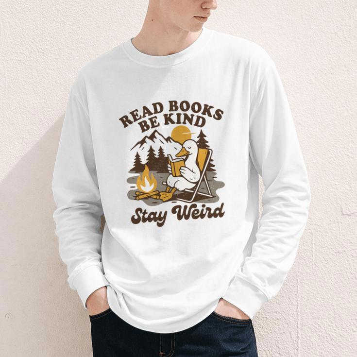 Read Books Be Kind Stay Weird Bookish Silly Goose Reading Youth Long Sleeve Tee