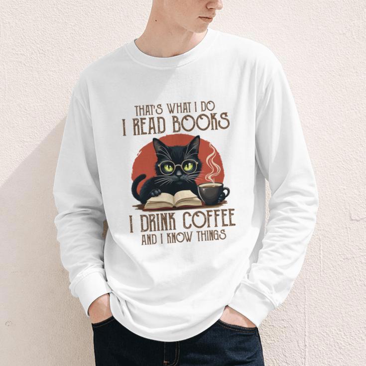 i Read Books And i Know Things Cat Reading Coffee Youth Long Sleeve Tee i Read Books And i Know Things Cat Reading Coffee Youth Long Sleeve Tee