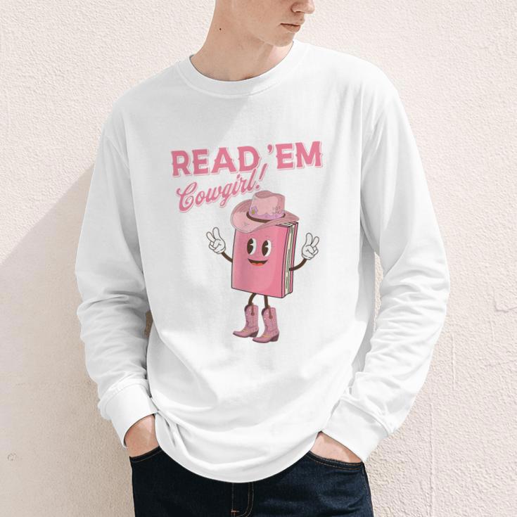 Read 'Em Western Cowgirl Retro Groovy Reading Books Youth Long Sleeve Tee Read 'Em Western Cowgirl Retro Groovy Reading Books Youth Long Sleeve Tee